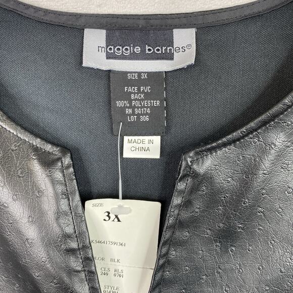 Maggie Barnes 3x Faux Leather Vest Black Pebbled Full Zip Lightweight Biker NWT - Picture 3 of 8